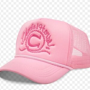 Pink Trucker Hat with Embroidered Crest